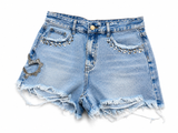 O mai now or never denim shorts crystals embellished Size L large ladies