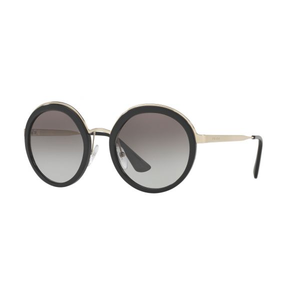 Prada Round Black Gold Oversized SPR50T 1AB-0A7 54-23-140 Sunglasses ladies