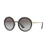 Prada Round Black Gold Oversized SPR50T 1AB-0A7 54-23-140 Sunglasses ladies
