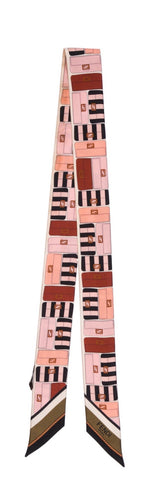 Fendi Silk Zucchino FF Logo Scarf Twilly ladies