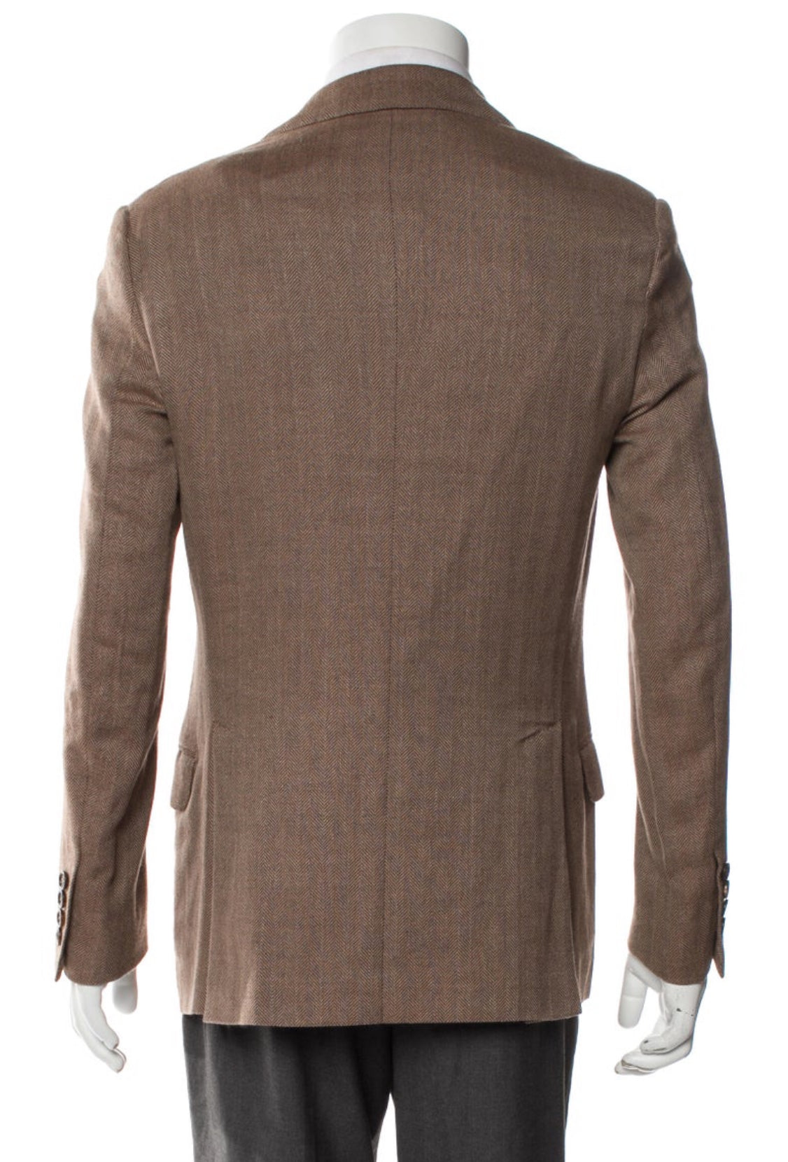 Brunello Cucinelli Herringbone Brown Silk Blazer Jacket size 48 men