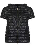 HERNO Sequin Short-Sleeve Down Feather Puffer Jacket Size I 42 ladies