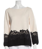 Tory Burch colorblock bateau neckline sweater jumper black cream lace size M medium ladies