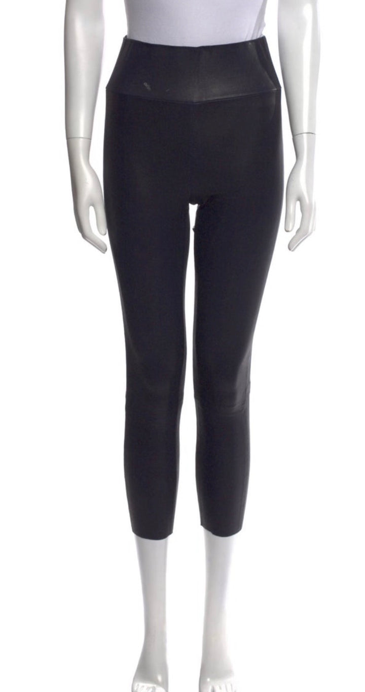 SPRWMN BLACK LEATHER HIGH-WAISTED LEGGINGS PANTS TROUSERS SIZE M LADIES