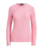 RALPH LAUREN SUGAR MOUSE PINK CASHMERE CREW NECK CABLE KNIT JUMPER Size M medium ladies