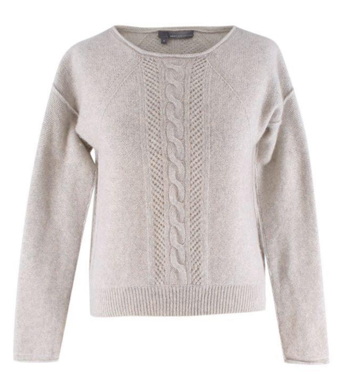 360 Cashmere Pearl Grey Cable Knit Cashmere Sweater Jumper Size S Small ladies
