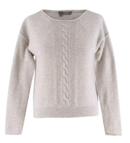 360 Cashmere Pearl Grey Cable Knit Cashmere Sweater Jumper Size S Small ladies