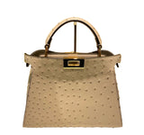 Fendi Small Peekaboo ISeeU Grey Ostrich Silver Hardware Bag Handbag Ladies
