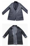 LORO PIANA blue & navy cashmere JIMI REVERSIBLE LEATHER TRIM Jacket Size S ladies