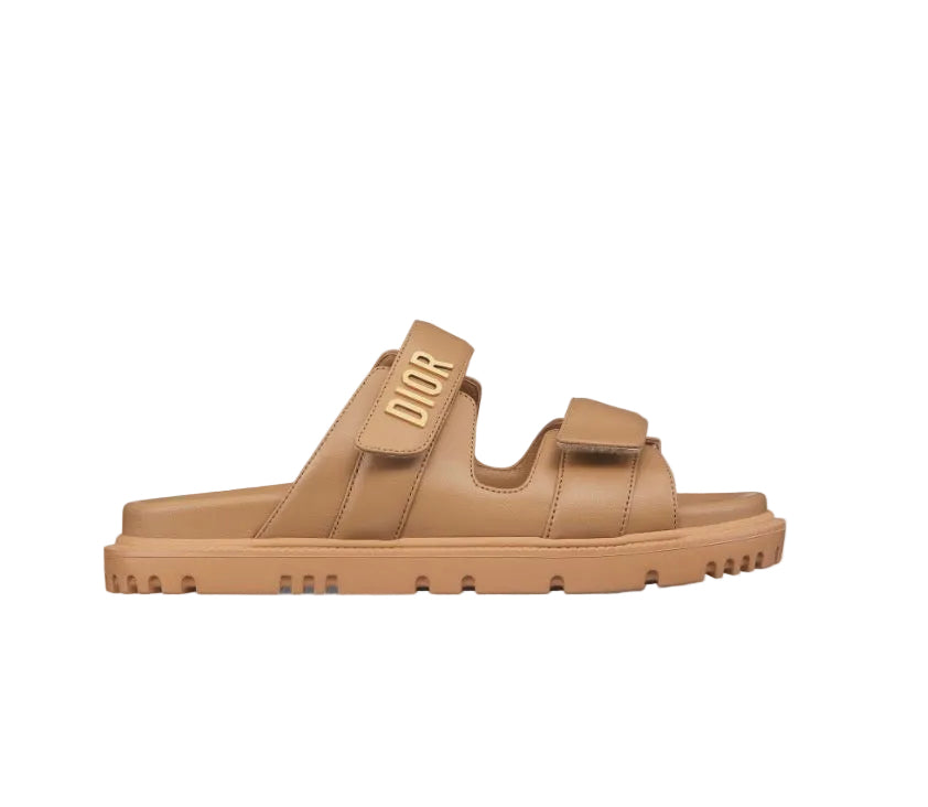 Christian Dior Lambskin Dioract 10mm Slide Sandals Brown size 38 ladies