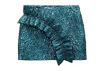 ZARA WOMAN MINI TEAL METTALIC RUFFLE SKIRT Size S SMALL ladies