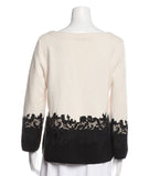 Tory Burch colorblock bateau neckline sweater jumper black cream lace size M medium ladies
