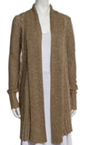 Tory Burch Gold Metallic Cable Knit Chunky Open Front Long Cardigan Size S small ladies