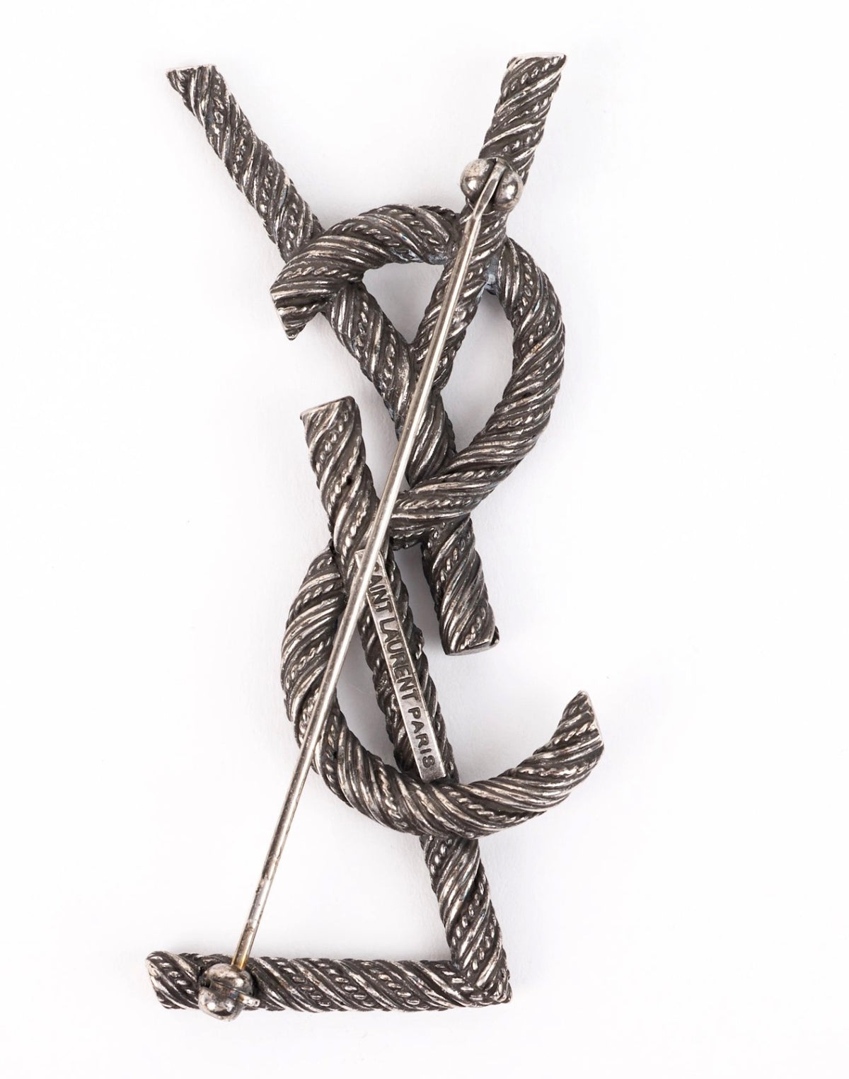 Saint Laurent YSL INTERLACED ROPE BROOCH SILVER ladies
