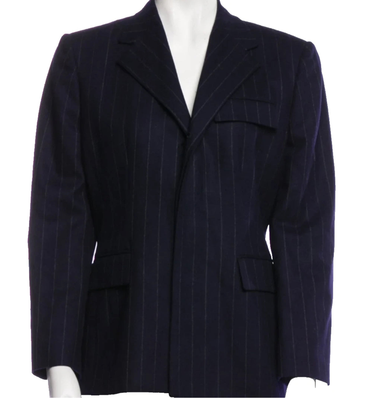 Ralph Lauren Collection Purple Label Pinstripe Wool Fitted Jacket Blazer US 6 10 ladies