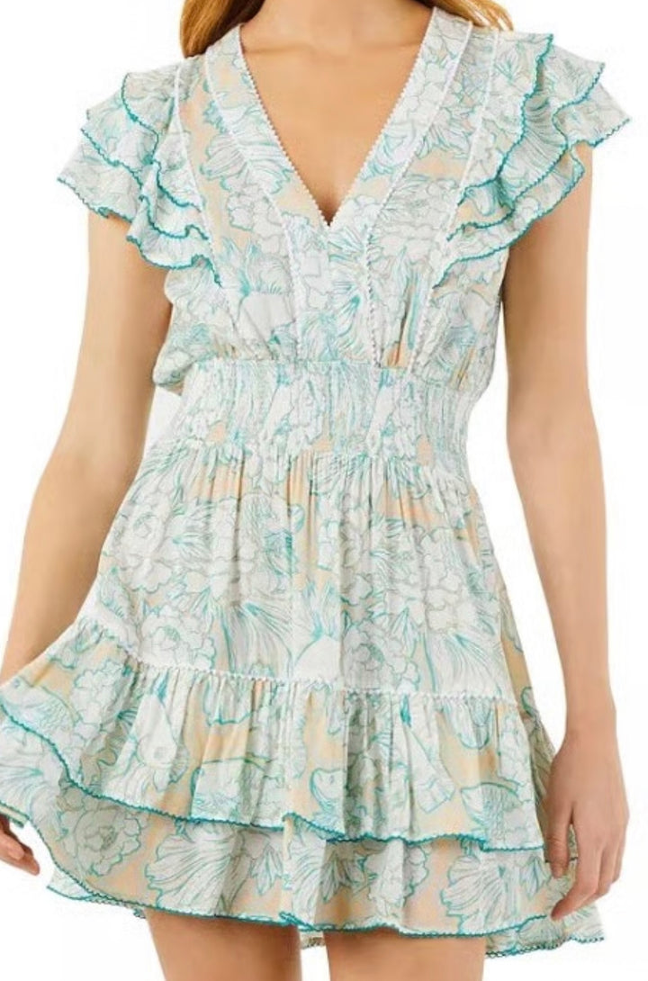 Poupette St Barth x Vilebrequin Camila Mini Dress Hidden Fishes Handmade size XS ladies