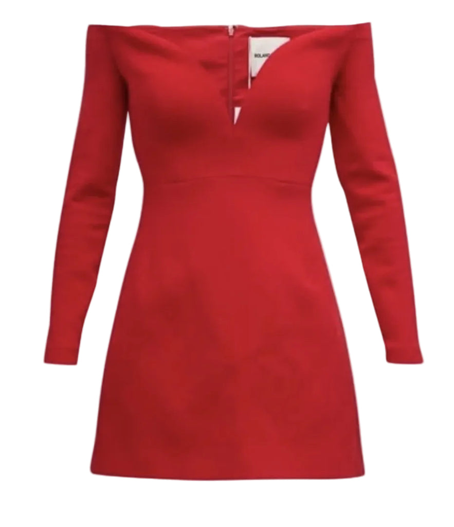 Roland Mouret Off-Shoulder Wool Crepe Mini Dress in Red size UK 12 US 8 L large ladies Roland Mouret Off-Shoulder Wool Crepe Mini Dress in Red size UK 12 US 8 L large ladies