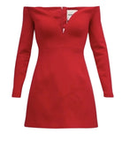 Roland Mouret Off-Shoulder Wool Crepe Mini Dress in Red size UK 12 US 8 L large ladies