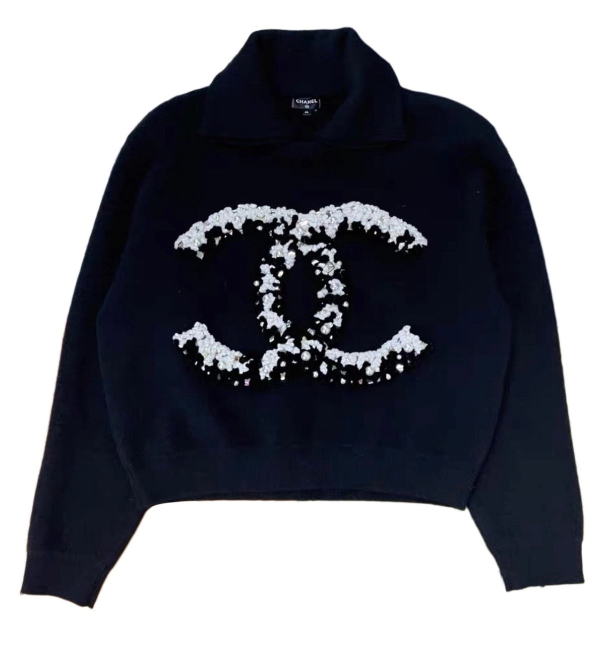 CHANEL Neige CC Pearl Cashmere Sweater Jumper P73253K10535 Size 50 ladies