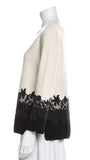 Tory Burch colorblock bateau neckline sweater jumper black cream lace size M medium ladies