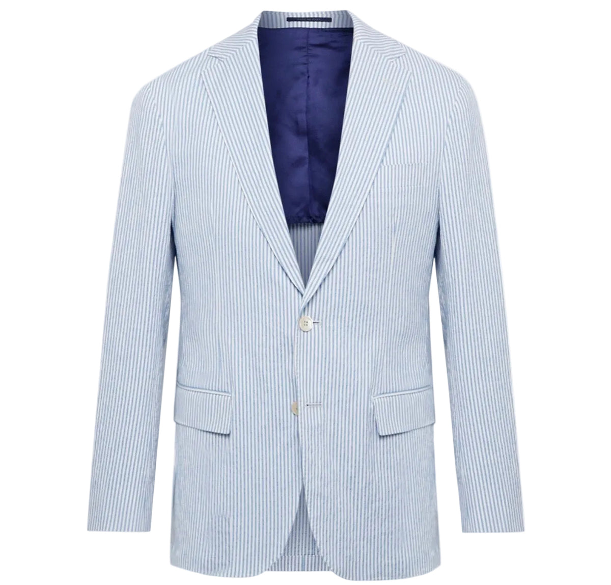 Sid Mashburn -Slim-Fit Striped Cotton-Seersucker Blazer - Blue & White Jacket size 50R men