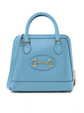 GUCCI Boarded Plutone Calfskin Small Horsebit 1955 Top Handle Bag in Blue Ladies