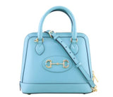 GUCCI Boarded Plutone Calfskin Small Horsebit 1955 Top Handle Bag in Blue Ladies