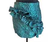 ZARA WOMAN MINI TEAL METTALIC RUFFLE SKIRT Size S SMALL ladies