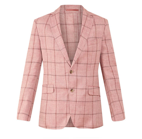 Hackett London Men Pink Wool & Linen Notch Lapel Blazer Jacket Sz UK 48R US 38R men