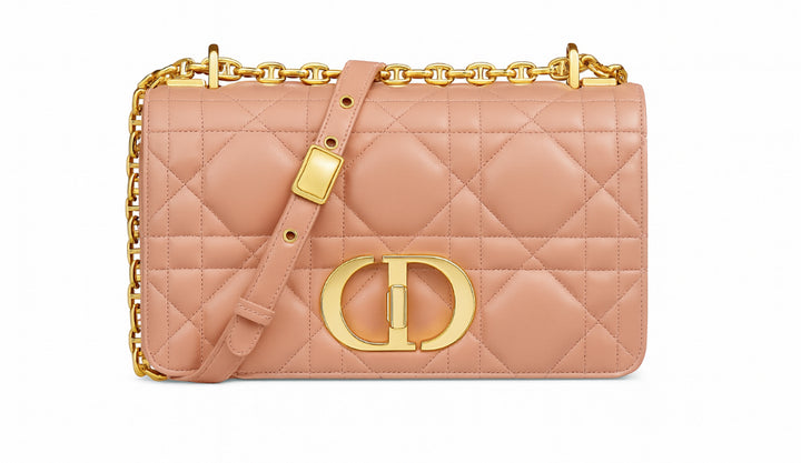 Christian Dior Calfskin Cannage Caro Bag Rose De Vents Handbag ladies