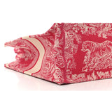 Christian Dior Canvas Embroidered Medium Dioriviera Toile De Jouy Book Tote Raspberry Pink Bag Handbag ladies