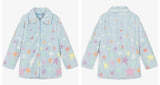 Stella McCartney Kids Girls Blue Faux Fur Star Print Coat Jacket Size 8 years children