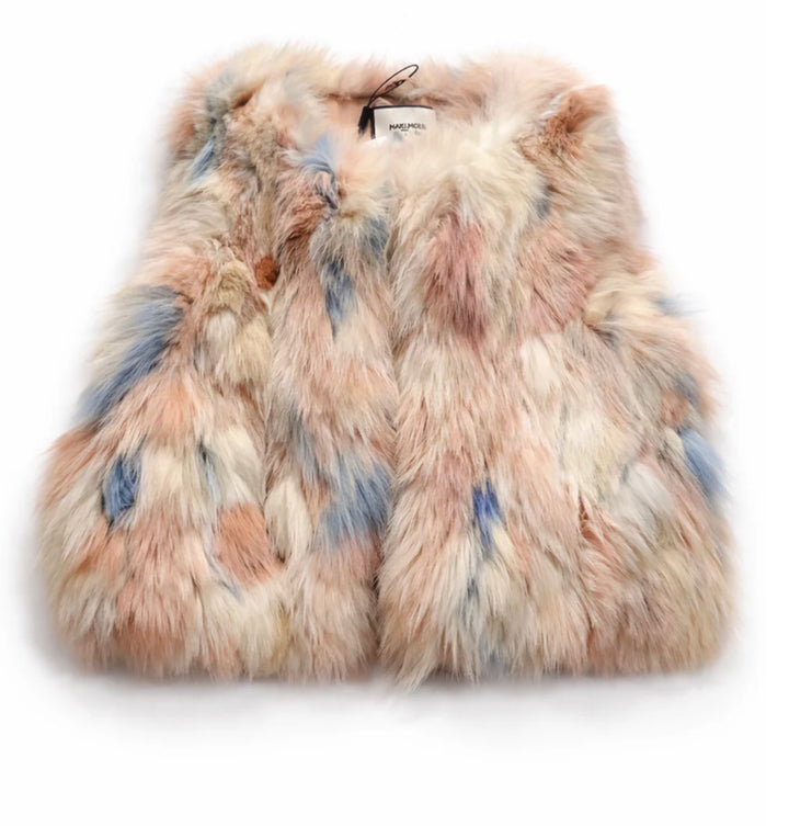 Max & Moi Fox Fur Multicolour Vest Size F 42 ladies
