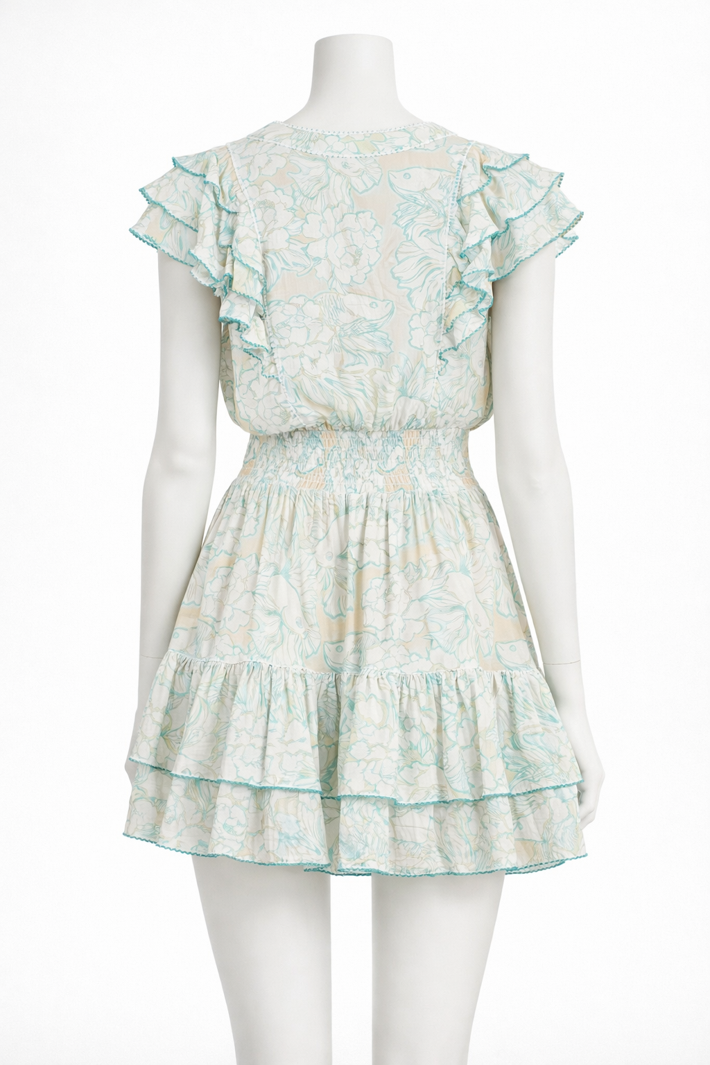 Poupette St Barth x Vilebrequin Camila Mini Dress Hidden Fishes Handmade size XS ladies