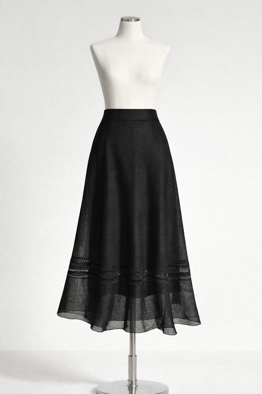 Valentino Openwork Black Midi Skirt Size M medium ladies