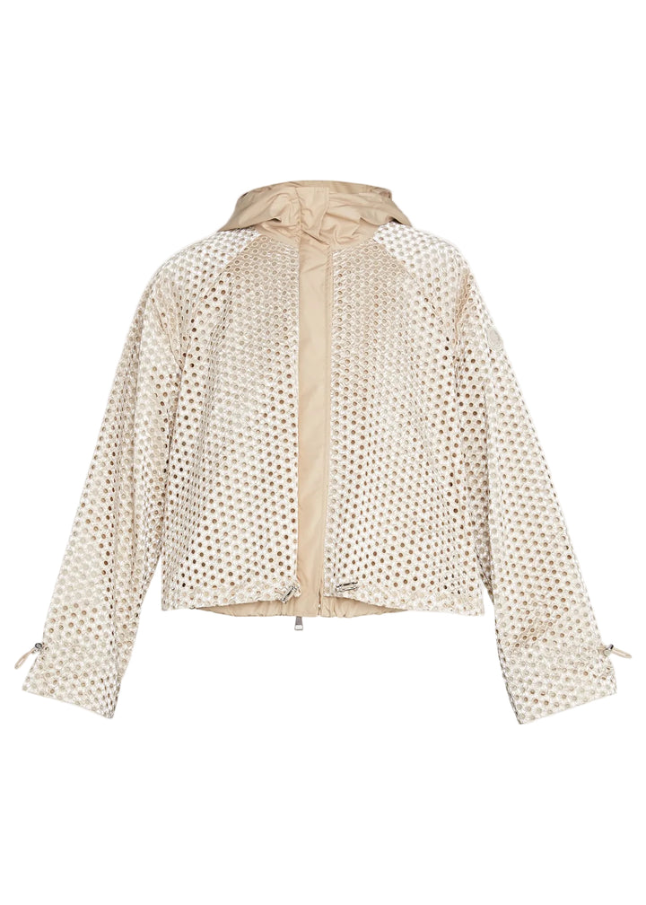 Moncler Guesclin Broderie Anglaise Drawcord Light Jacket Size 2 ladies