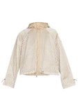 Moncler Guesclin Broderie Anglaise Drawcord Light Jacket Size 2 ladies
