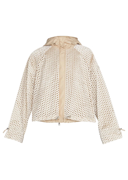 Moncler Guesclin Broderie Anglaise Drawcord Light Jacket Size 2 ladies