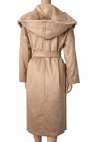 MAX MARA Marilyn hooded beige cashmere wrap coat with mink fur trim size UK 4 F 34 US 2 ladies