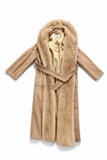 MAX MARA Marilyn hooded beige cashmere wrap coat with mink fur trim size UK 4 F 34 US 2 ladies