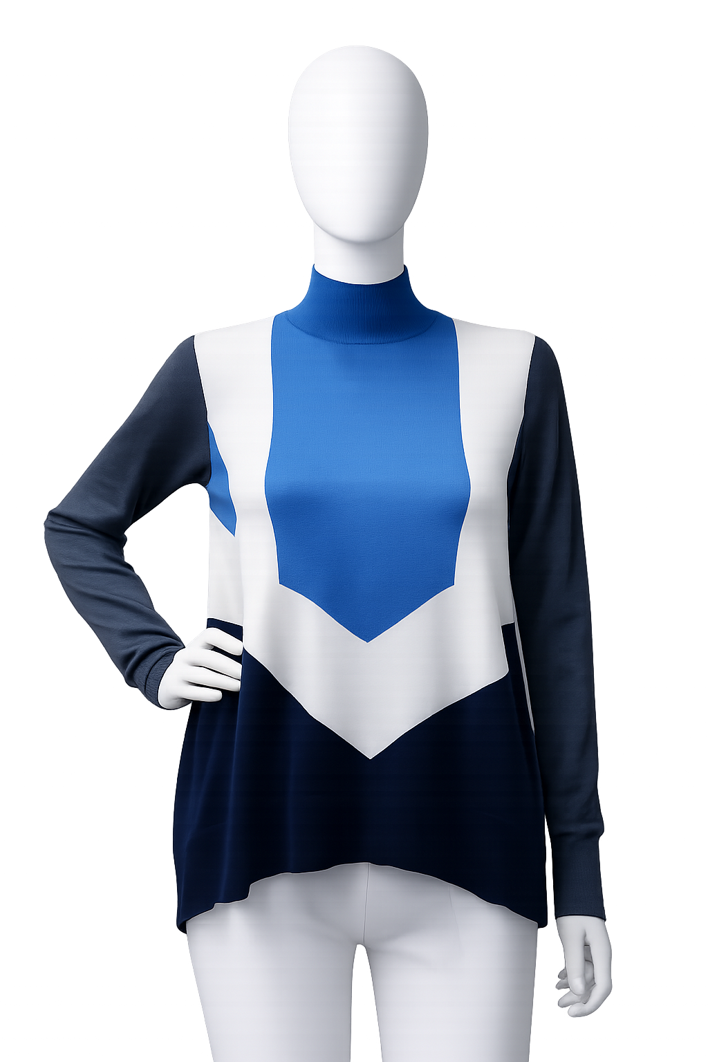 Stella McCartney grey blue white asymmetric intarsia sweater pullover jumper size M ladies