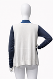 Stella McCartney grey blue white asymmetric intarsia sweater pullover jumper size M ladies