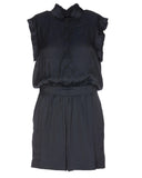 Zadig & Voltaire Navy Caosys Satin Ruffle Trim Romper Size S small ladies