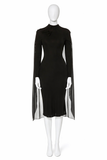 Tom Ford Cape-Black High Neck Long Sleeve Jersey Dress size I 38 XS Ladies