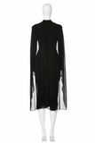 Tom Ford Cape-Black High Neck Long Sleeve Jersey Dress size I 38 XS Ladies