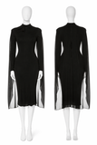 Tom Ford Cape-Black High Neck Long Sleeve Jersey Dress size I 38 XS Ladies