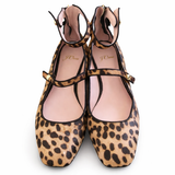 J. Crew Sally Mary Jane Shoes Ballet Flats Women Leopard Calf Hair Leather Size 38 ladies