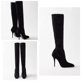 Saint Laurent Talia 110 Velvet Knee-High Boots Size 39 ladies