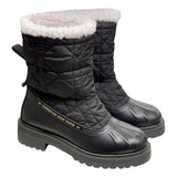Christian Dior Frozen-D Ankle Boot Black Calfskin Cannage Quilted Nylon and White Shearling size 38 ladies