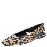 CHRISTIAN DIOR Nylon Leopard Print Mizza Slingback Flats Size 38.5 ladies